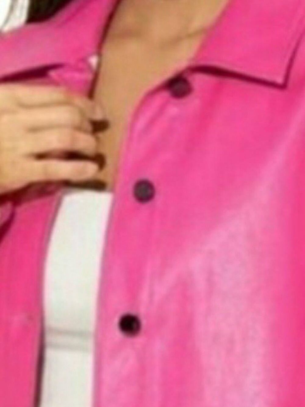 SHEIN Hot Pink Faux Leather Oversized Jacket, Size L